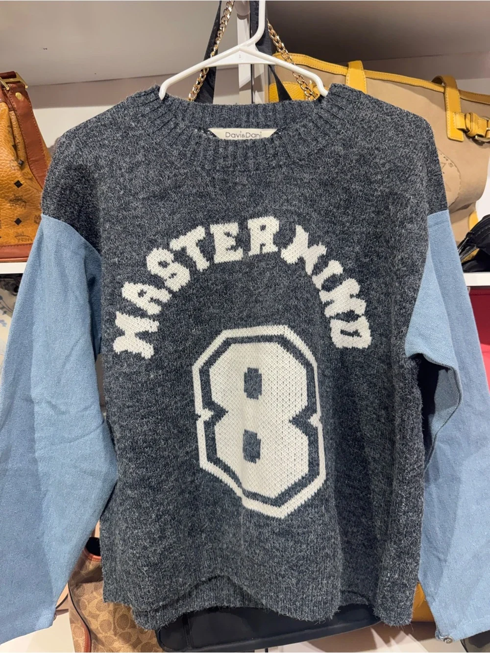 0021 DAVI & DANI Blue Two-Tone '8' Knit Sweater